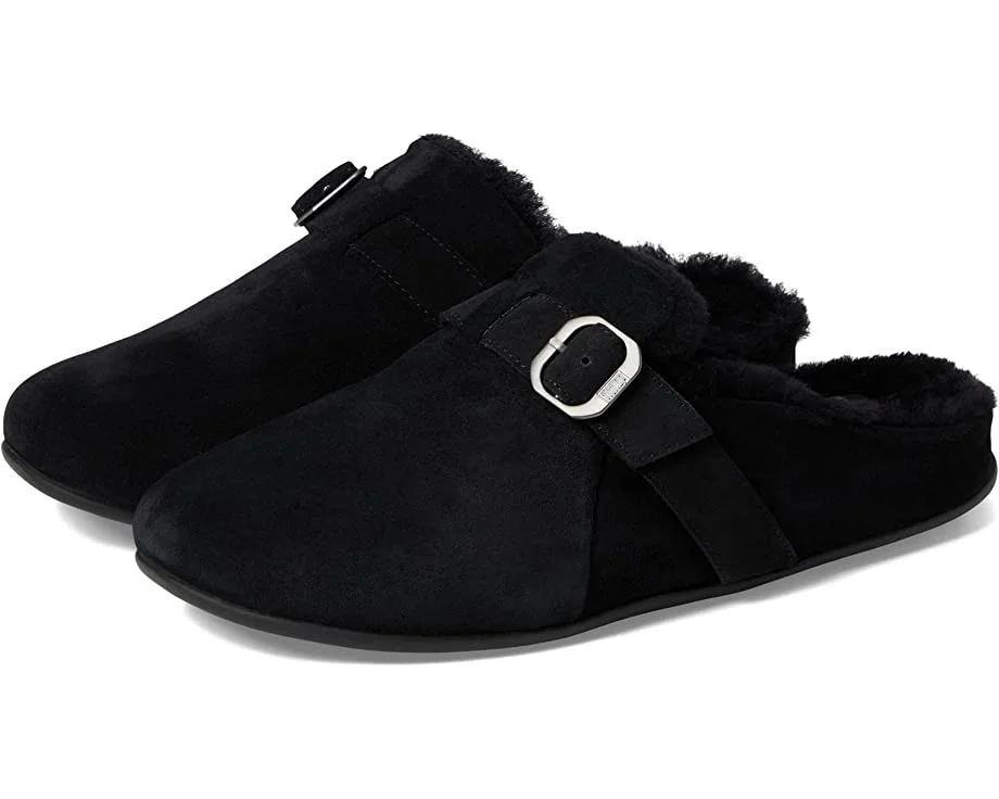 FitFlop Chrissie Adjustable Shearling-Lined Suede Slippers