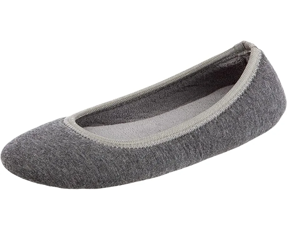 Isotoner Women's Stretch Velour Victoria Ballerina House Slipper With All Around Memory Foam Comfort
